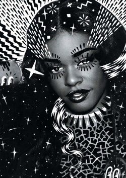  Azealia Banks photographed by Jam Sutton, featuring illustrations