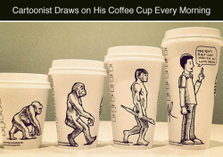 tastefullyoffensive:  Cartoonist Josh Hara Draws on His Coffee