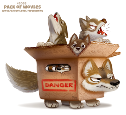 cryptid-creations: Daily Paint 2093. Pack of Wolves Daily Book