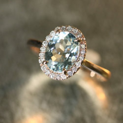 ringscollection:  Handmade Natural Aquamarine Engagement Ring