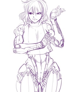 bokuman: i miss to draw some cyborg girls, a sketch only for