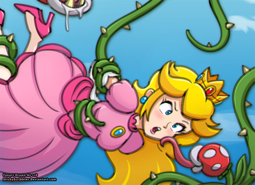   Princess Peach Piranha Tentacle Bondage    Princess Peach caught