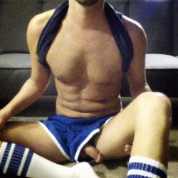 shorts-and-underwear:  Blue shorts and socks