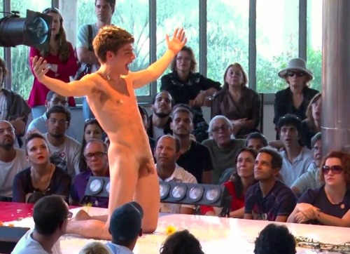 totallygaytotallycool: humiliatedmen:  with the applause, sam wakes out of the hypnotic trance to find himself naked in front of all these people. how the fuck did i get here, he thinks!   This may well be the most perfect false caption ever written.