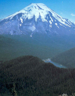 sixpenceee:  Mt. St. Helens before and after eruption.  