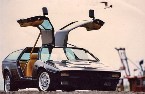 carsthatnevermadeit:  Jensen G-Type, 1974. An â€˜entry-levelâ€™ gull-winged coupe designed by William Towns which was to have been powered by a Chrysler/Simca 2 litre engine. Jensen went out of business before the project was completed however the G-Type