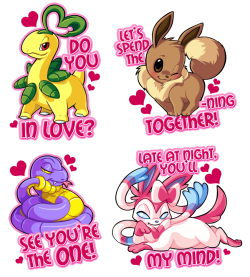 askangelihathelionandfamily:   Pokemon Valentines 2014 by Kuitsuku