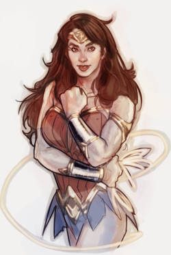 sanshodelaine:quick wonder woman sketch, plus progress pics.