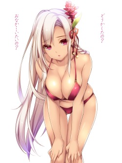 akira-europe:  bikini cleavage erect nipples flower knight girl