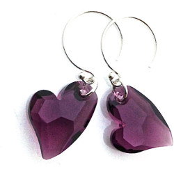 jsp27:  Purple Heart Earrings, Amethyst, Earrings, Dark Purple