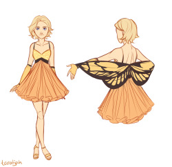 taratjah:  Cress’ butterfly dress from the party ^.^  without