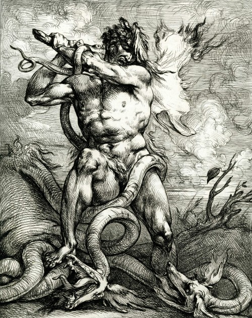 the-evil-clergyman:Hercules Destroying the Hydra by Raphael Lamar