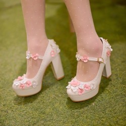 himifashion:  2016 spring sweet princess flower shoes PU lolita