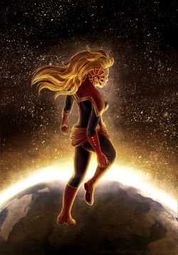  Captain Marvel (Carol Danvers), “Rising Sun”Art by InelegantFeatherDuster.[For