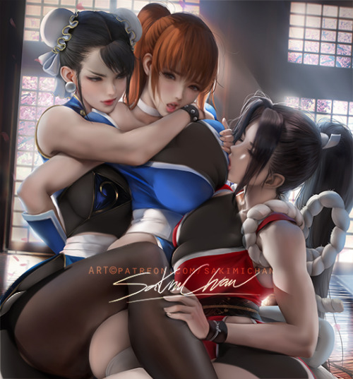 sakimichan:  Chunli X kasumi X Mai. Spicy fighter GL pairings☺️