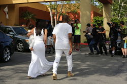 kuwkimye:  Kim, Kanye & North arriving at the California