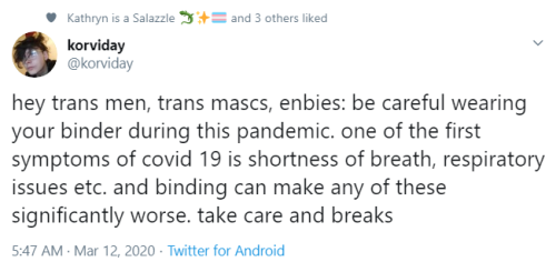 profeminist: “hey trans men, trans mascs, enbies: be careful