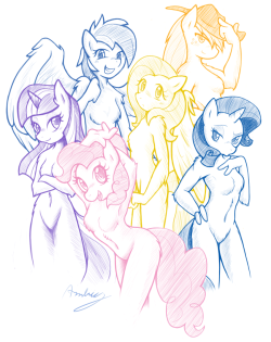 sirphilliam:  needs-more-pony:  A set of anthro ponies I did