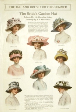 vintagebrides:  The Bride’s Garden Hat (1910’s) - illustrations