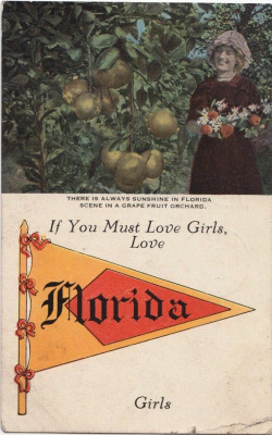 oldflorida:  If you must love girls, love Florida girls postcard