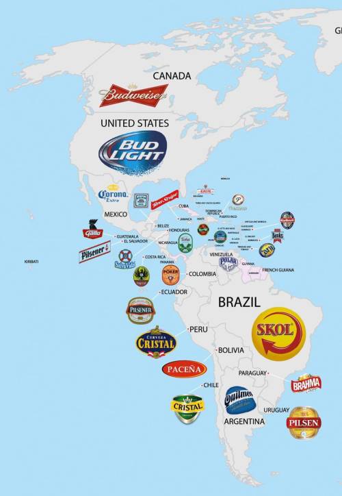 mapsontheweb:  Most popular beer brand in each country of the