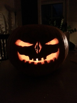 Look at my spooky Jack-o’-Lantern!Carving pumpkins is a
