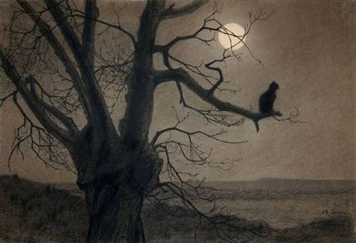 theophile-steinlen:  Cat in the moonlight, Theophile Steinlen