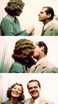 jack-nicholsons-eyebrows:Jack Nicholson and Faye Dunaway on the