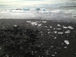 bible-jpg:  Ice from lake Jökulsárlón drifting into the Atlantic