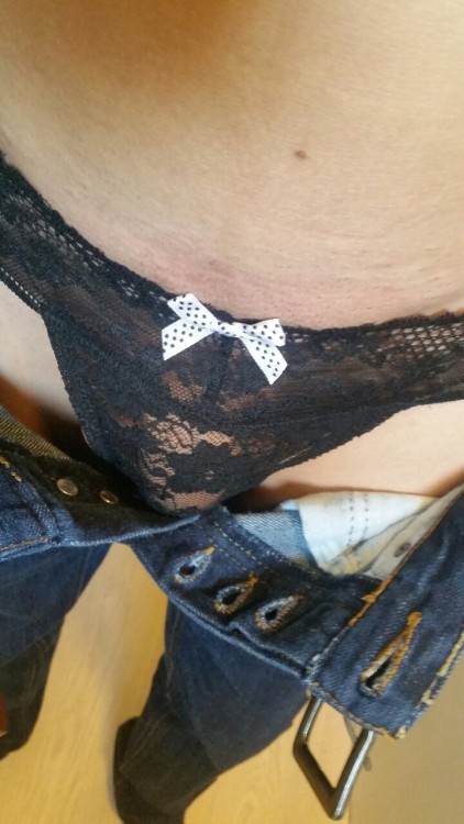 sissyboi75:Took a risk today and ventured outside today wearing my wifes panties and stockings underneath my jeans, hope you guys like what you see â™¡x It’s such a rush going outside, feeling sexy panties under your jeans…..
