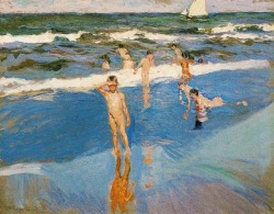 joaquin-sorolla: Boys in the sea, Joaquín Sorolla Medium: oil,canvas