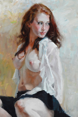 ewallisartist:  Woman With an Open Shirt - Eric WallisPatreon