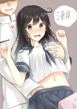 yatsuhashi:  admiral (kancolle) anthropomorphization breast grab