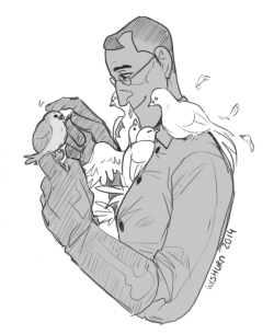 wishfulsketching:  Happy Medic with his happy birds. 