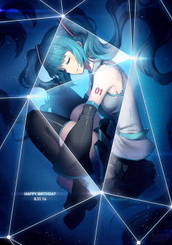 rosuuri:  HAPPY BIRTHDAY HATSUNE MIKU!!! Posted on PixivPhone