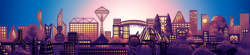 otherworldlycomic:Evening cityscape I drew for the most recent