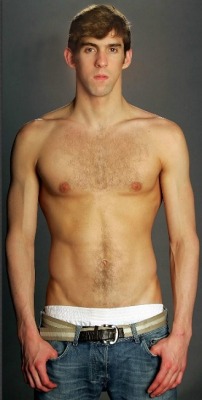 hairyathletes:Hairy Phelps with his cute inny and flashing his