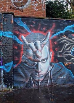 eminem:  Eminem graffiti in Norwich, UK by Gnasher. 
