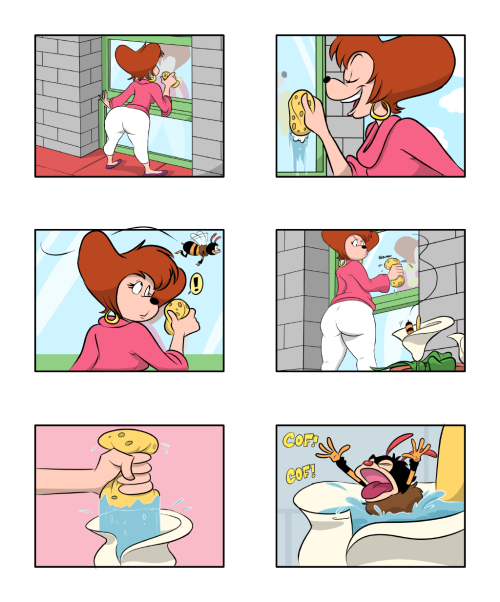 icaroscage:  I made this comic last year as a commission for Avalance1 and forgot to post it. The plot was based on the Donald Duck short “Window Cleaners”, and my job was to replace Donald with Peg Pete. It was my first full experience with comics,