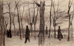 huariqueje:  Luxembourg Garden in Paris, Vincent van Gogh 1887Sketch