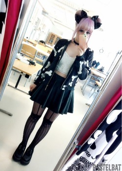 pastelbat:  Outfit of today :3 bone jacket and the skirt is