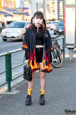 tokyo-fashion:16-year-old Beni on the street in Harajuku wearing