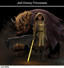 tastefullyoffensive:  Disney Princess Jedi by Phill Berry (Patreon)