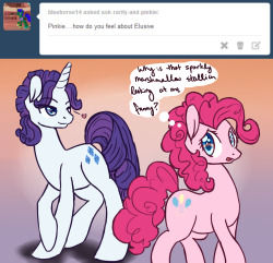 ask-rarity-and-pinkie:  He seems really nice!  But he acts funny