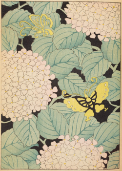 nemfrog: Pattern with hydrangea and butterflies. Bijutsukai.