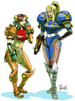 space-coyote:  Chun-Li and Samus costume swap (kind of). A commission