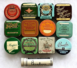 collectorsweekly:  Antique typewriter boxes and tins.