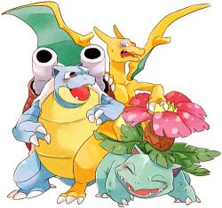 dotcore:  Pokémon Starters.by ばん. via Electric Firefly.