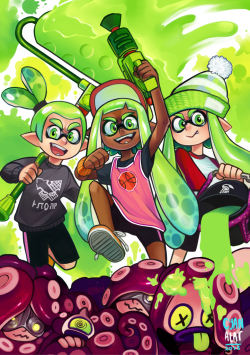 cyanatar:  The two covers I painted for Turf War! a charity Splatoon