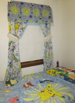 Well I checked out my new Pokemon curtains. They look good! Unfortuneatley